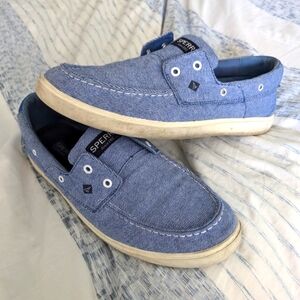 Sperry Men's Outer Banks 2-Eye Boat Shoe, Washed Blue